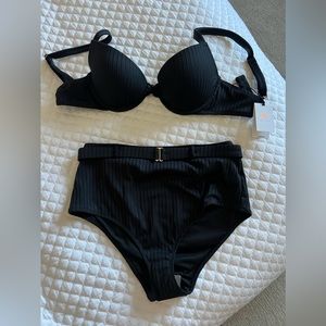 Shade & Shore Target Brand Adorable Black High Waisted Bikini set